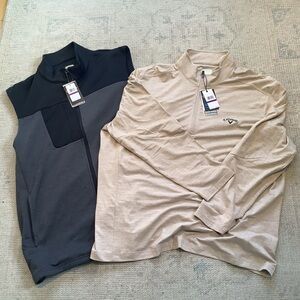 NWT Callaway Golf Bundle - UPF50 Wind Vest & 1/4 Zip LS Pullover - Men’s Sz XXL